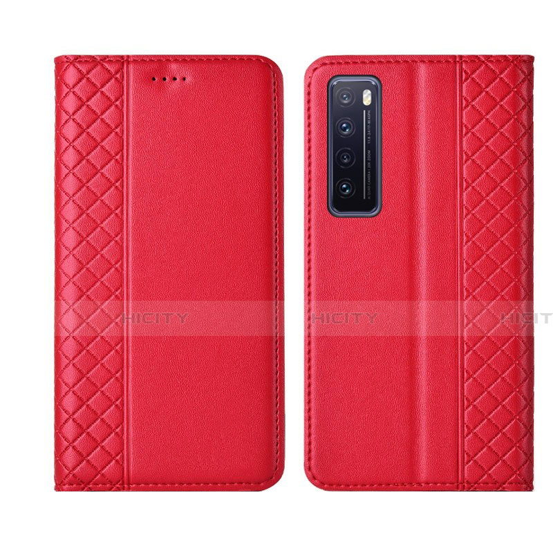 Handytasche Stand Schutzhülle Flip Leder Hülle L03 für Huawei Nova 7 5G Rot Plus