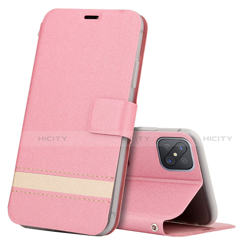 Handytasche Stand Schutzhülle Flip Leder Hülle L03 für Oppo A92s 5G Rosa