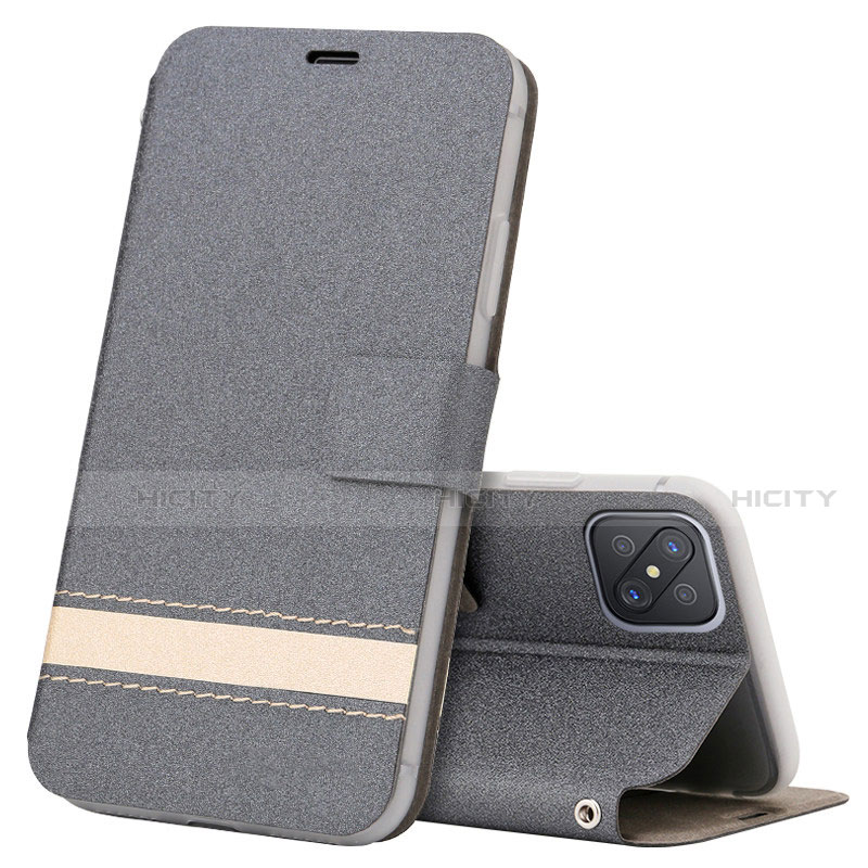 Handytasche Stand Schutzhülle Flip Leder Hülle L03 für Oppo Reno4 Z 5G Grau Plus