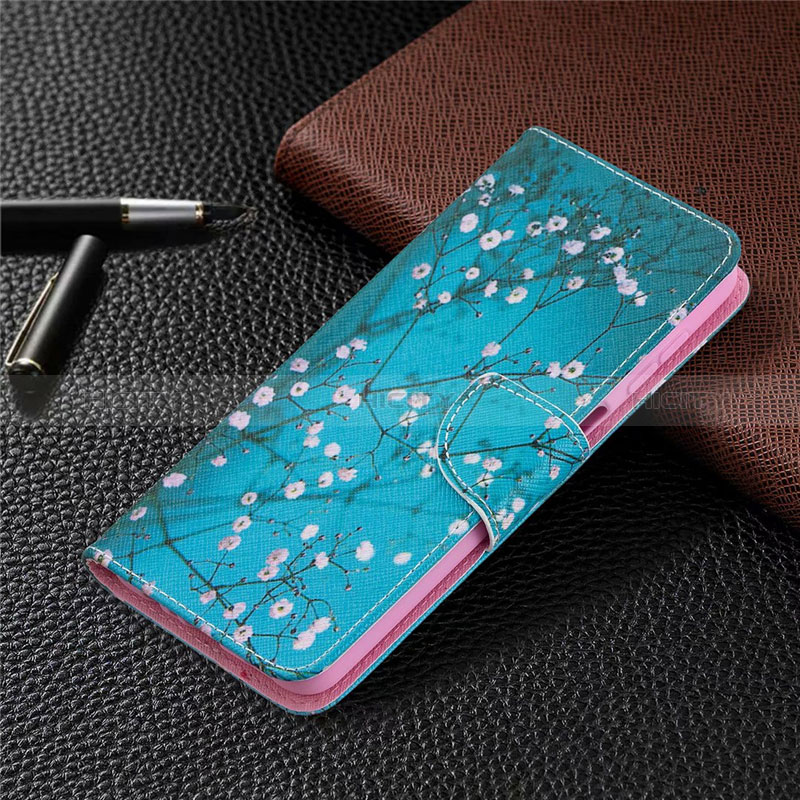 Handytasche Stand Schutzhülle Flip Leder Hülle L03 für Samsung Galaxy A12 5G Hellblau