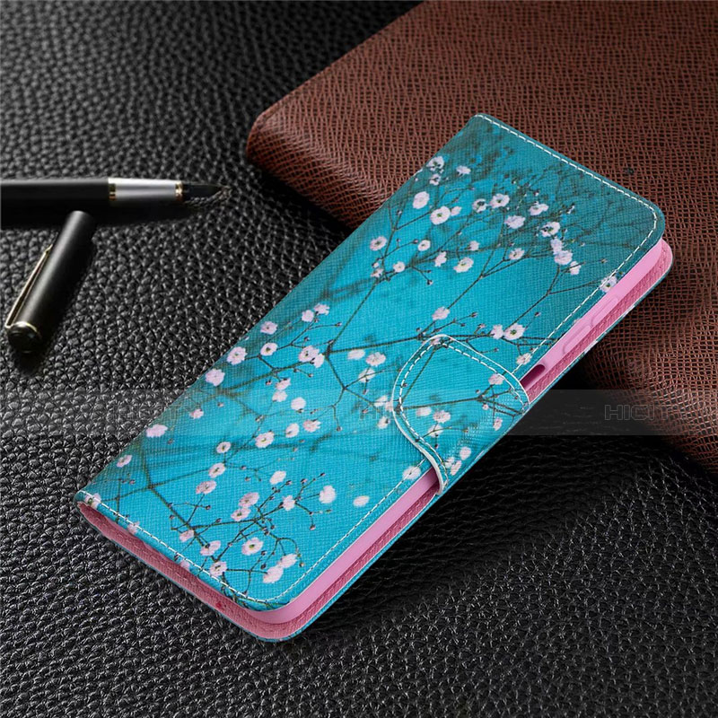 Handytasche Stand Schutzhülle Flip Leder Hülle L03 für Samsung Galaxy A12 Hellblau