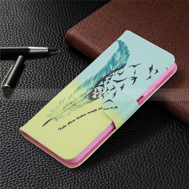 Handytasche Stand Schutzhülle Flip Leder Hülle L03 für Samsung Galaxy A12 Nacho Cyan Plus