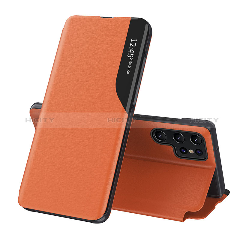 Handytasche Stand Schutzhülle Flip Leder Hülle L03 für Samsung Galaxy S25 Ultra 5G Orange