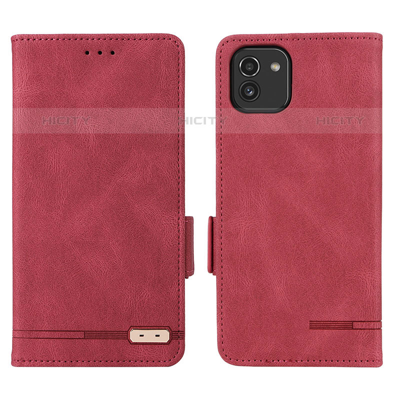 Handytasche Stand Schutzhülle Flip Leder Hülle L03Z für Samsung Galaxy A03 Rot