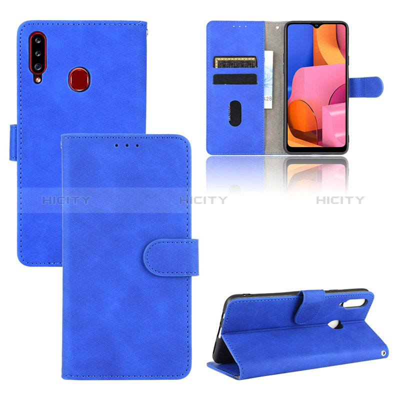 Handytasche Stand Schutzhülle Flip Leder Hülle L03Z für Samsung Galaxy A20s Blau