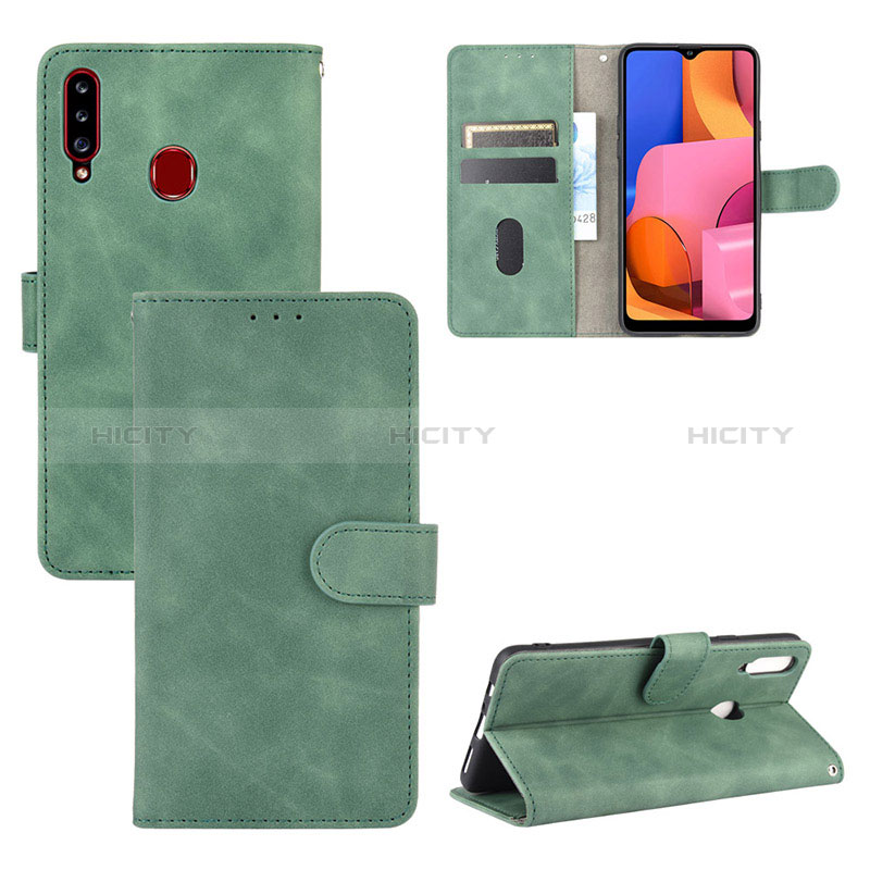 Handytasche Stand Schutzhülle Flip Leder Hülle L03Z für Samsung Galaxy A20s Grün Plus