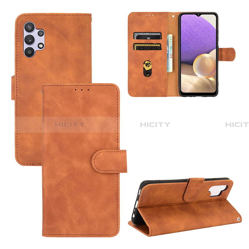 Handytasche Stand Schutzhülle Flip Leder Hülle L03Z für Samsung Galaxy A32 4G Braun Plus