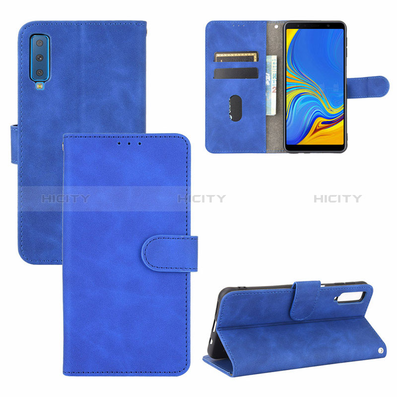 Handytasche Stand Schutzhülle Flip Leder Hülle L03Z für Samsung Galaxy A7 (2018) A750 Blau Plus