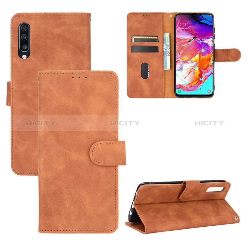 Handytasche Stand Schutzhülle Flip Leder Hülle L03Z für Samsung Galaxy A70S Braun