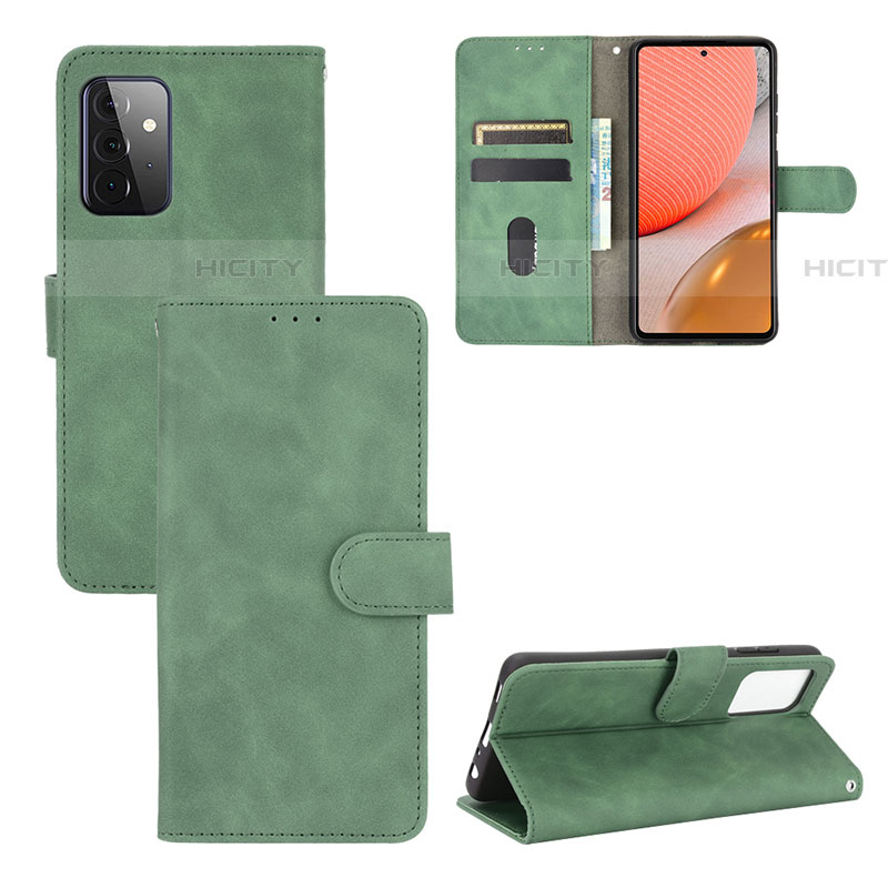 Handytasche Stand Schutzhülle Flip Leder Hülle L03Z für Samsung Galaxy A72 4G Grün Plus