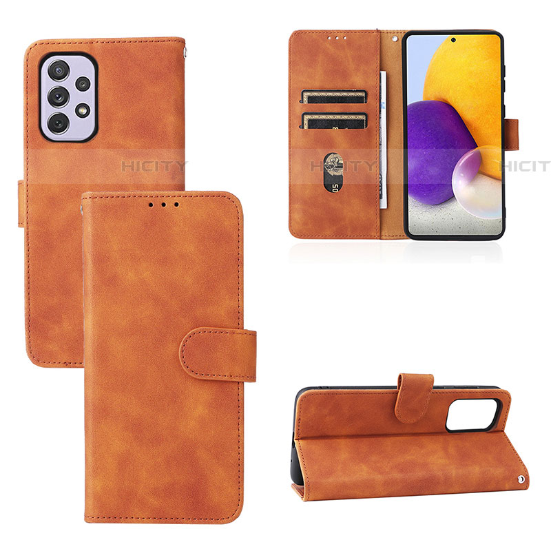 Handytasche Stand Schutzhülle Flip Leder Hülle L03Z für Samsung Galaxy A73 5G Braun Plus