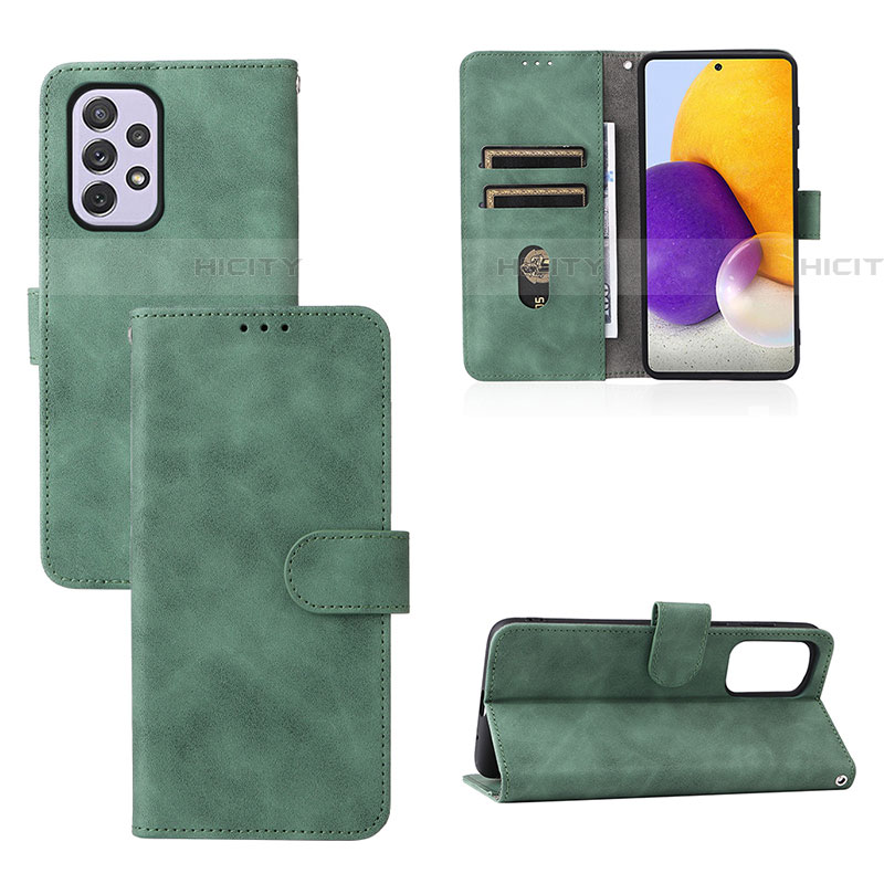 Handytasche Stand Schutzhülle Flip Leder Hülle L03Z für Samsung Galaxy A73 5G Grün Plus