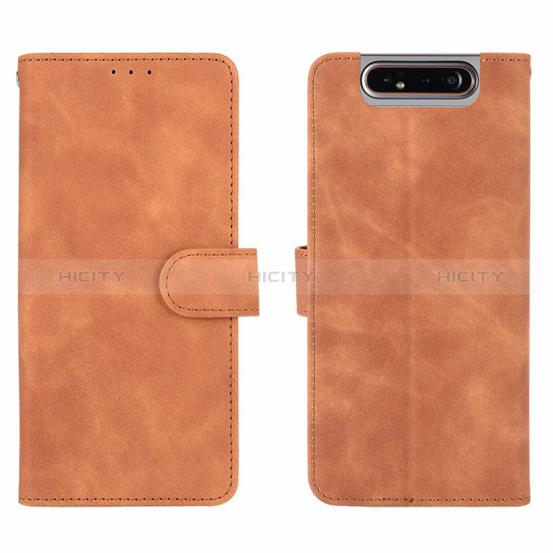 Handytasche Stand Schutzhülle Flip Leder Hülle L03Z für Samsung Galaxy A80 Braun