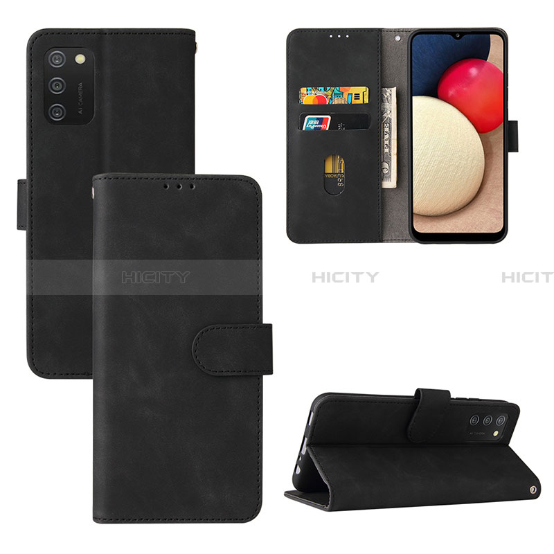 Handytasche Stand Schutzhülle Flip Leder Hülle L03Z für Samsung Galaxy F02S SM-E025F Schwarz Plus