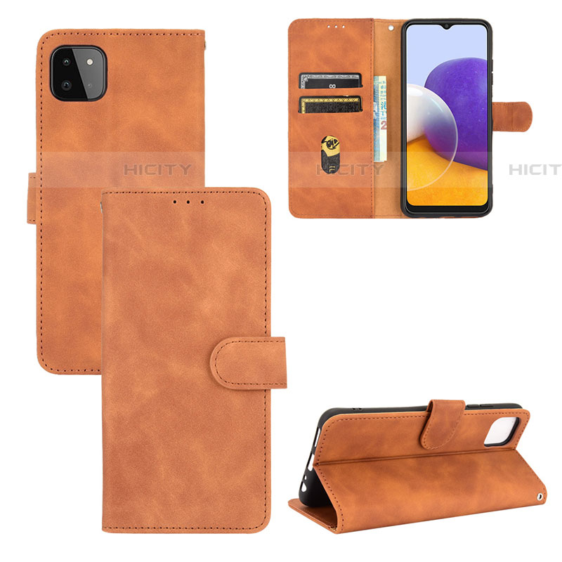 Handytasche Stand Schutzhülle Flip Leder Hülle L03Z für Samsung Galaxy F42 5G Braun Plus