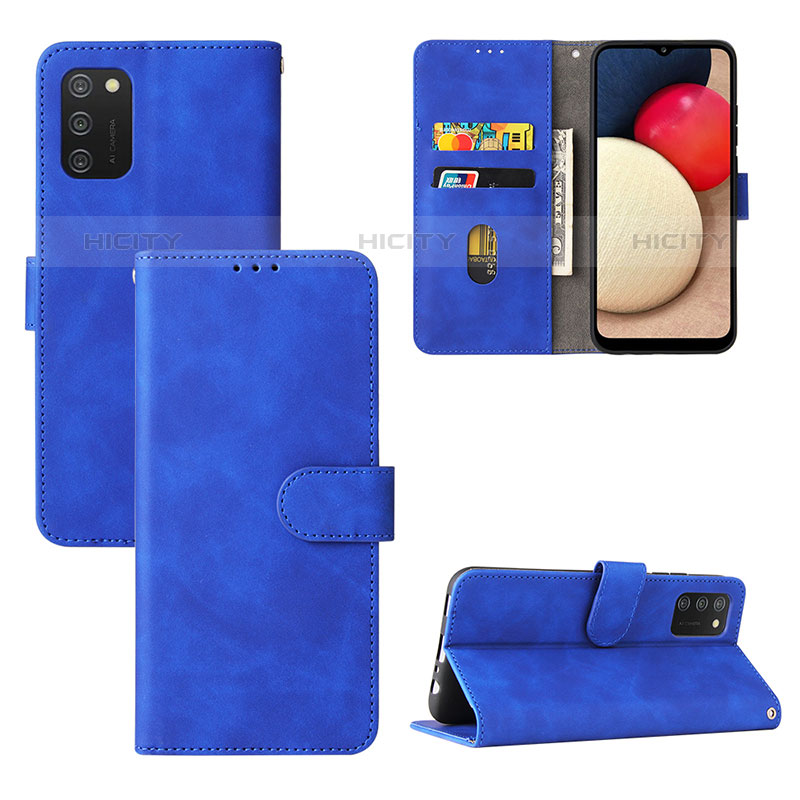 Handytasche Stand Schutzhülle Flip Leder Hülle L03Z für Samsung Galaxy M02s Blau Plus