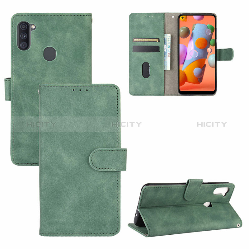 Handytasche Stand Schutzhülle Flip Leder Hülle L03Z für Samsung Galaxy M11 Grün Plus