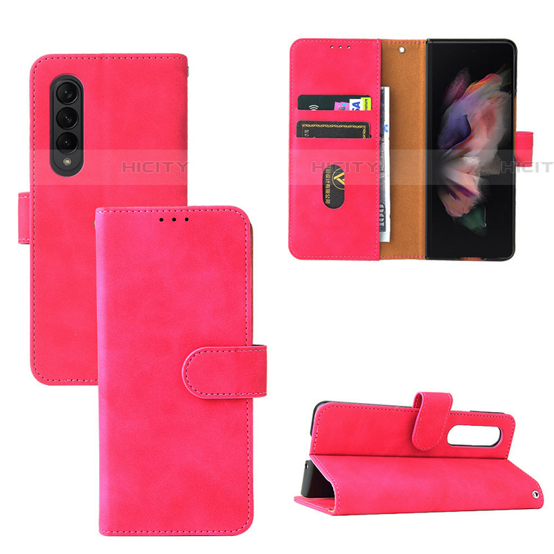 Handytasche Stand Schutzhülle Flip Leder Hülle L03Z für Samsung Galaxy Z Fold4 5G Pink Plus