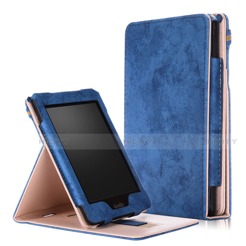 Handytasche Stand Schutzhülle Flip Leder Hülle L04 für Amazon Kindle Paperwhite 6 inch Blau