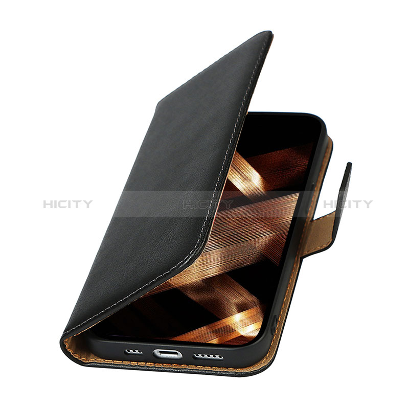 Handytasche Stand Schutzhülle Flip Leder Hülle L04 für Apple iPhone 14 Pro Max Schwarz groß