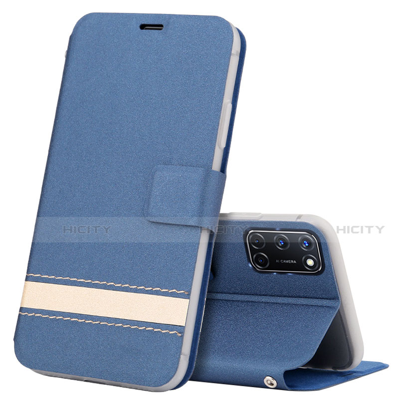 Handytasche Stand Schutzhülle Flip Leder Hülle L04 für Oppo A52 Blau