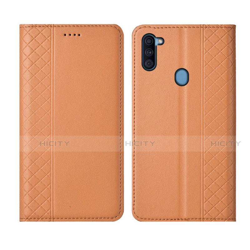 Handytasche Stand Schutzhülle Flip Leder Hülle L04 für Samsung Galaxy A11 Orange Plus