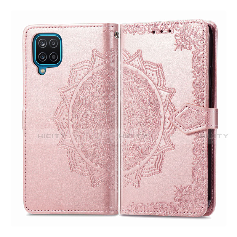 Handytasche Stand Schutzhülle Flip Leder Hülle L04 für Samsung Galaxy A12 Rosegold