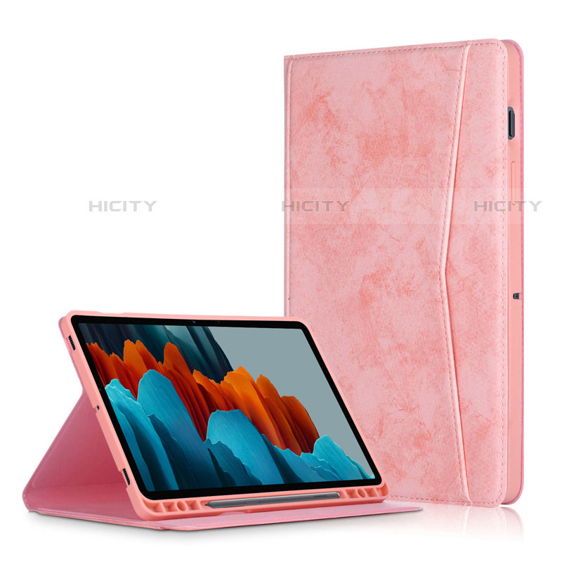 Handytasche Stand Schutzhülle Flip Leder Hülle L04 für Samsung Galaxy Tab S7 Plus 12.4 Wi-Fi SM-T970 Rosa