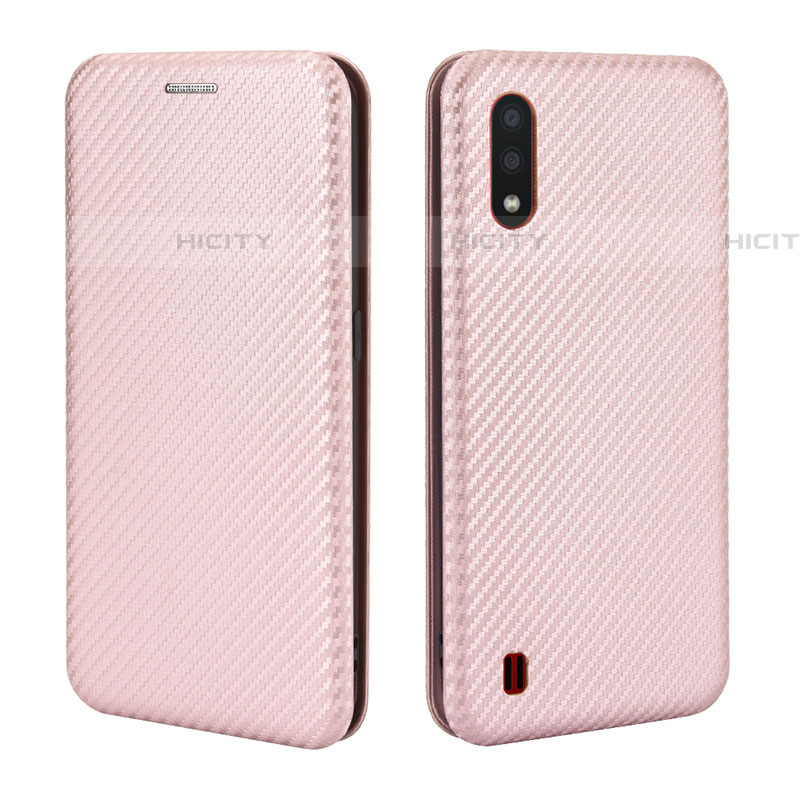 Handytasche Stand Schutzhülle Flip Leder Hülle L04Z für Samsung Galaxy A01 SM-A015 Rosegold Plus