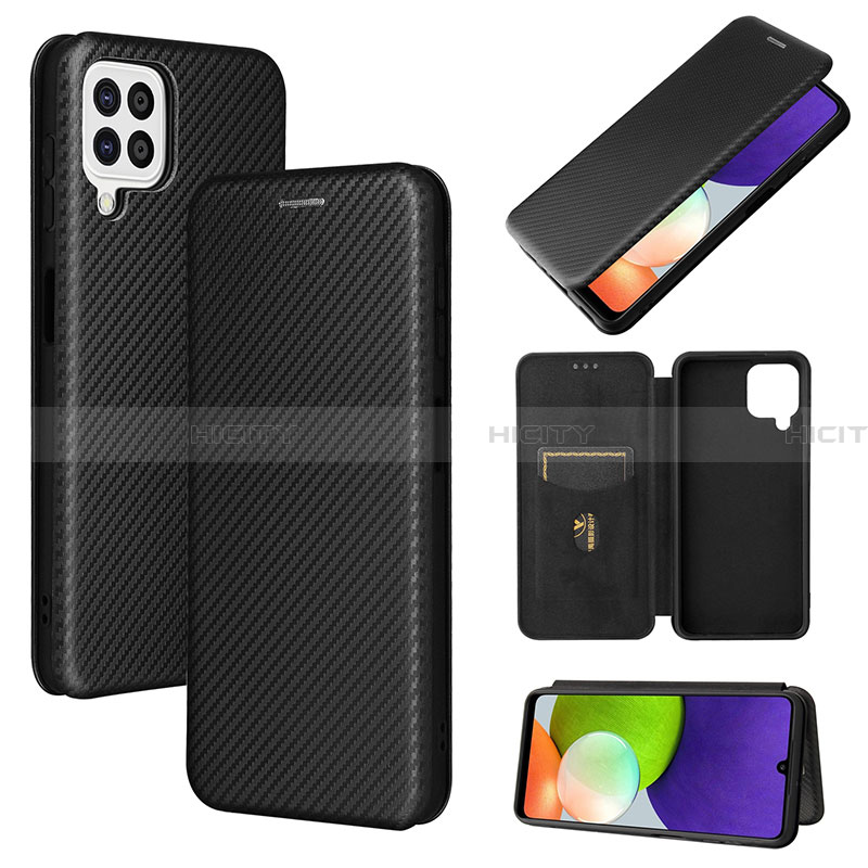 Handytasche Stand Schutzhülle Flip Leder Hülle L04Z für Samsung Galaxy A22 4G Schwarz