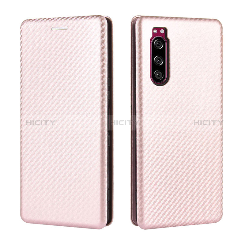 Handytasche Stand Schutzhülle Flip Leder Hülle L04Z für Sony Xperia 5 II Rosegold Plus