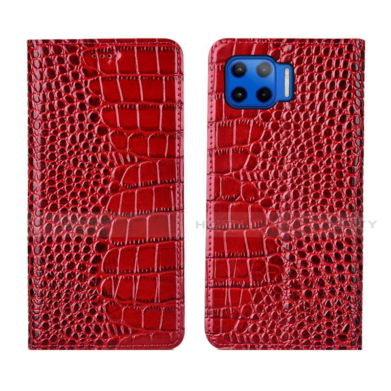 Handytasche Stand Schutzhülle Flip Leder Hülle L05 für Motorola Moto G 5G Plus Rot