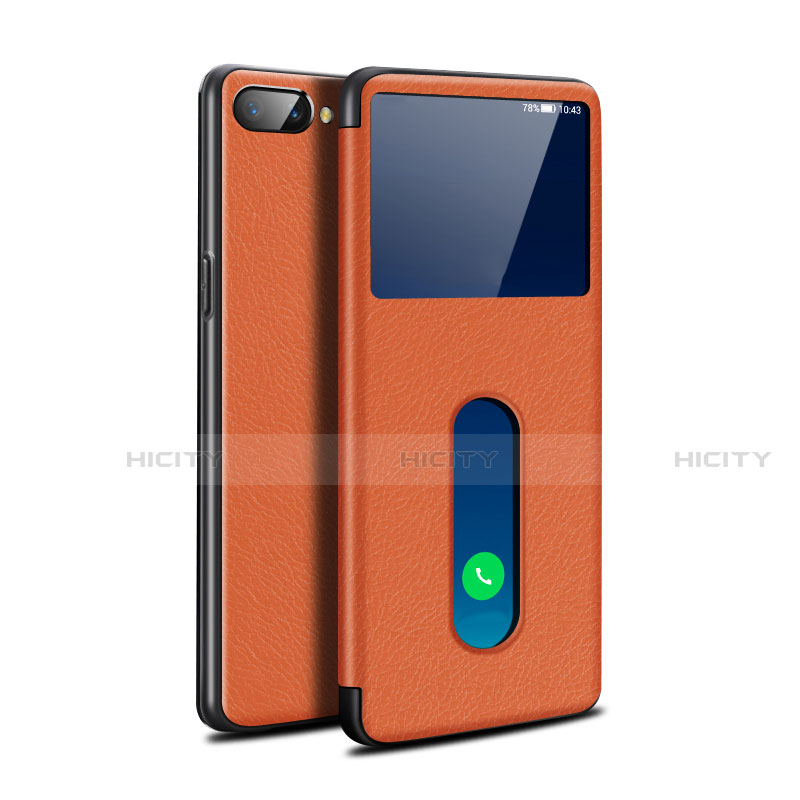 Handytasche Stand Schutzhülle Flip Leder Hülle L05 für Oppo A12e Orange Plus