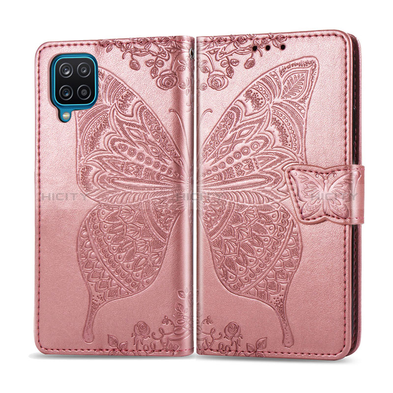 Handytasche Stand Schutzhülle Flip Leder Hülle L05 für Samsung Galaxy A12 Nacho Rosegold Plus