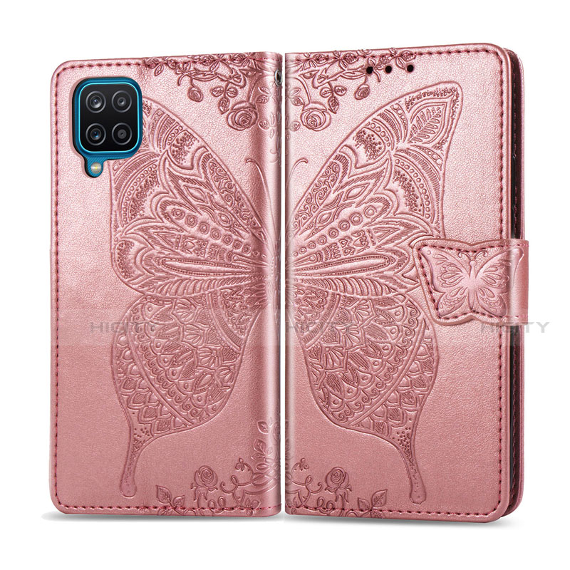 Handytasche Stand Schutzhülle Flip Leder Hülle L05 für Samsung Galaxy A12 Rosegold