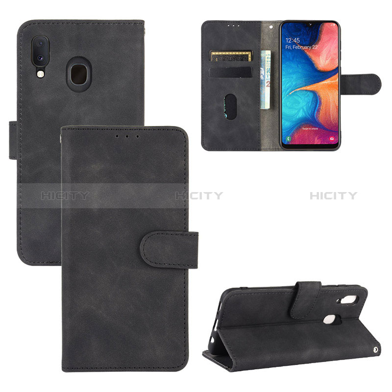 Handytasche Stand Schutzhülle Flip Leder Hülle L05Z für Samsung Galaxy A20 Schwarz Plus