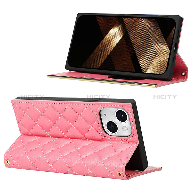 Handytasche Stand Schutzhülle Flip Leder Hülle L06 für Apple iPhone 15 groß