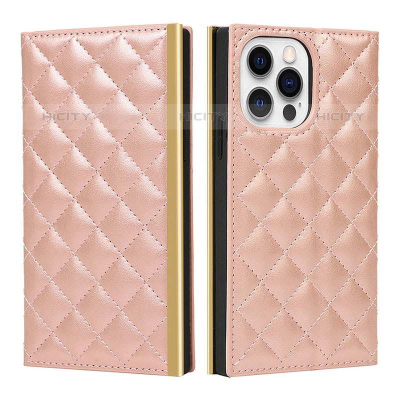 Handytasche Stand Schutzhülle Flip Leder Hülle L06 für Apple iPhone 15 Pro Rosegold