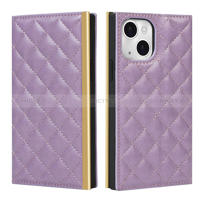 Handytasche Stand Schutzhülle Flip Leder Hülle L06 für Apple iPhone 15 Violett Plus