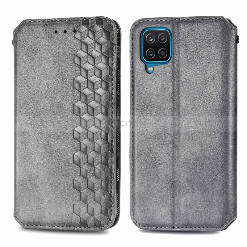 Handytasche Stand Schutzhülle Flip Leder Hülle L06 für Samsung Galaxy A12 5G Grau