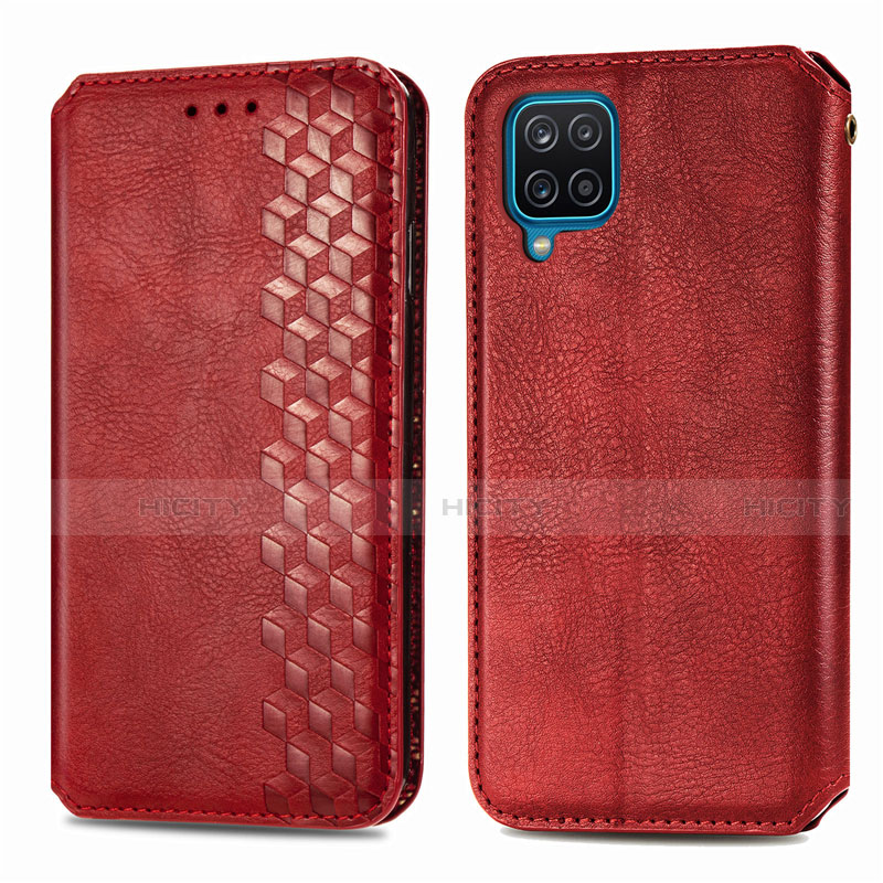 Handytasche Stand Schutzhülle Flip Leder Hülle L06 für Samsung Galaxy A12 Rot