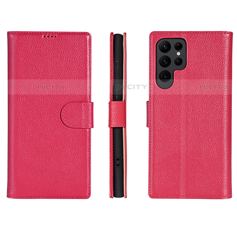 Handytasche Stand Schutzhülle Flip Leder Hülle L06 für Samsung Galaxy S23 Ultra 5G Pink