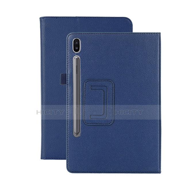 Handytasche Stand Schutzhülle Flip Leder Hülle L06 für Samsung Galaxy Tab S6 10.5 SM-T860 Blau Plus