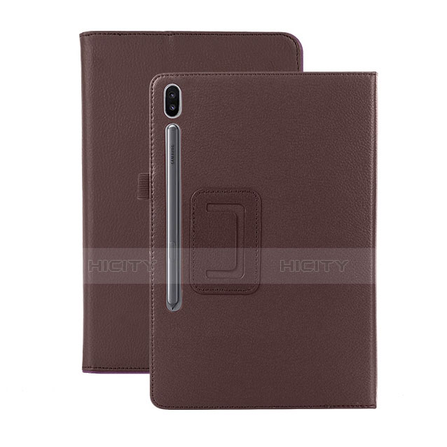 Handytasche Stand Schutzhülle Flip Leder Hülle L06 für Samsung Galaxy Tab S6 10.5 SM-T860 Braun