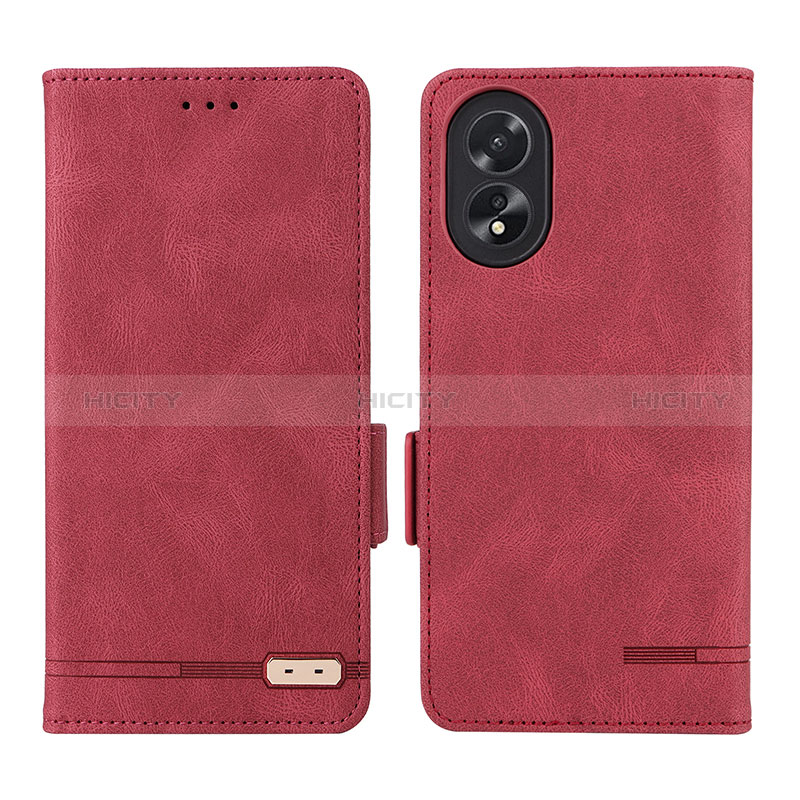 Handytasche Stand Schutzhülle Flip Leder Hülle L06Z für Oppo A18 Rot Plus