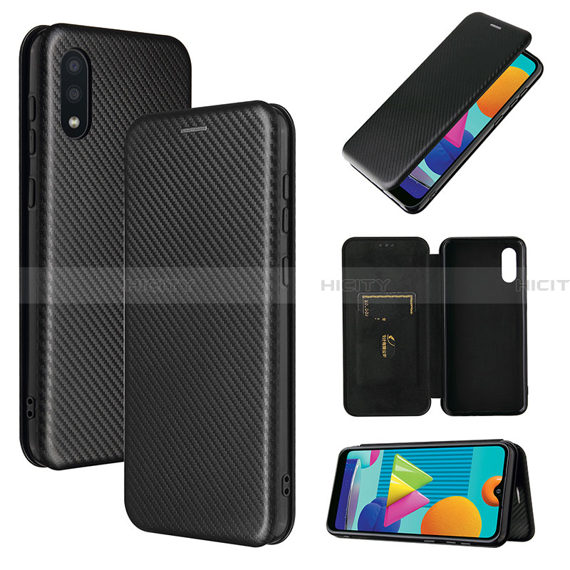 Handytasche Stand Schutzhülle Flip Leder Hülle L06Z für Samsung Galaxy A02 Schwarz