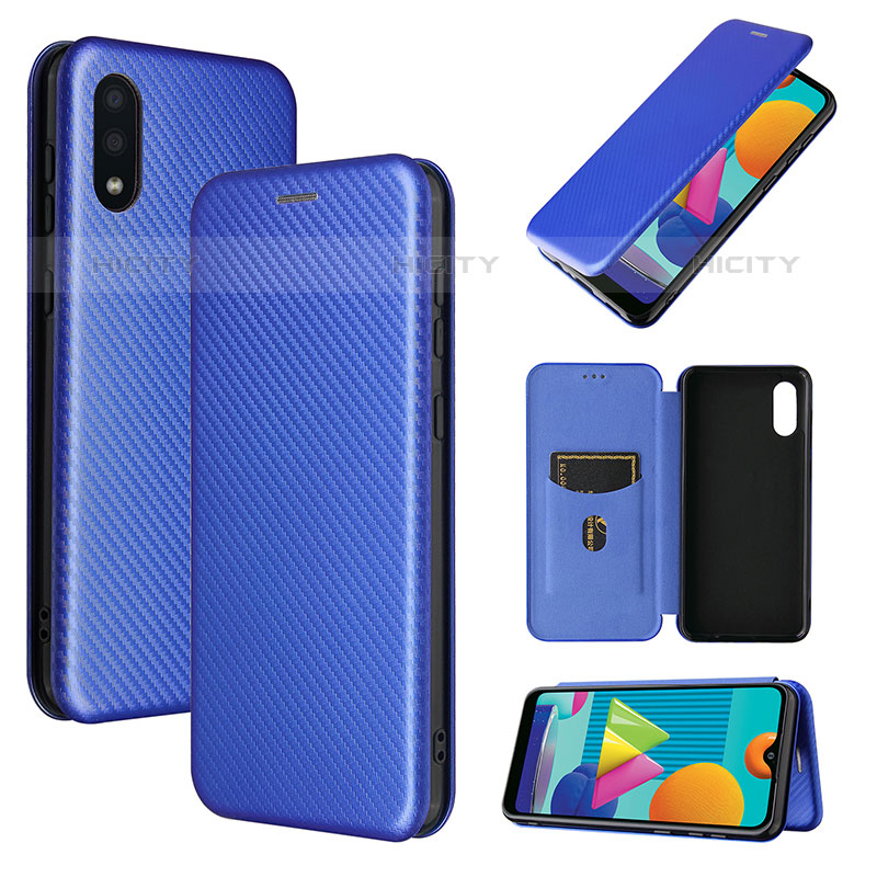 Handytasche Stand Schutzhülle Flip Leder Hülle L06Z für Samsung Galaxy M02 Blau