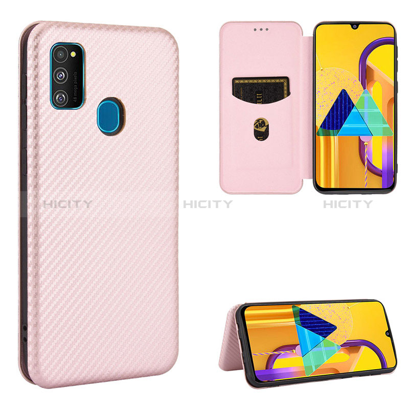 Handytasche Stand Schutzhülle Flip Leder Hülle L06Z für Samsung Galaxy M21 Rosegold