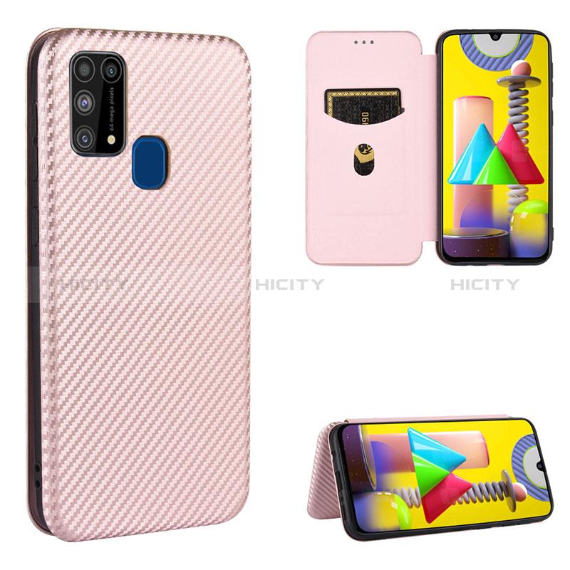 Handytasche Stand Schutzhülle Flip Leder Hülle L06Z für Samsung Galaxy M21s Rosegold Plus