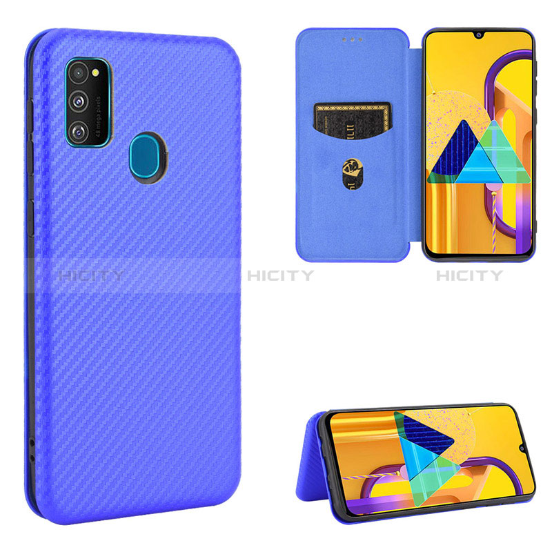 Handytasche Stand Schutzhülle Flip Leder Hülle L06Z für Samsung Galaxy M30s Blau